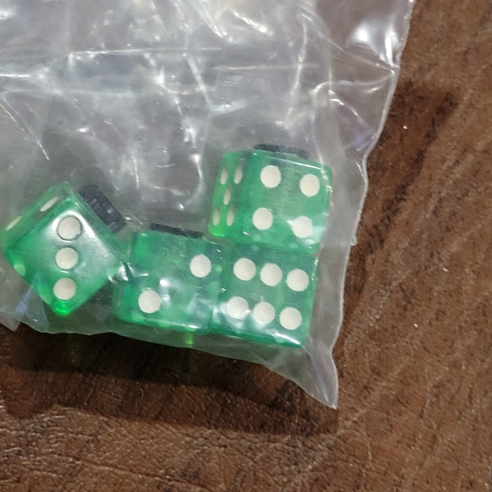 4 pcs Green White Dice Valve Plastic stem caps Tire/Wheel